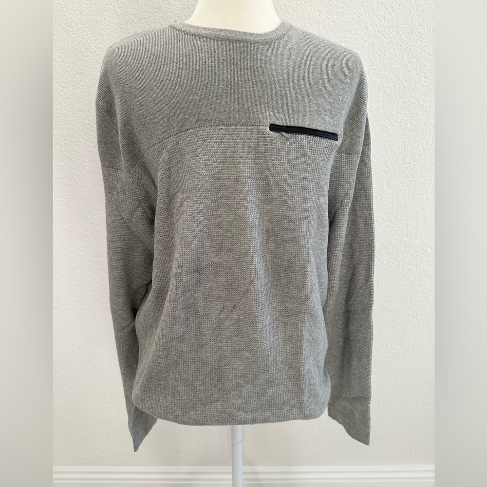 Calvin Klein Men’s Gray Body Fit Textured Knit Pullover Sweater XL
